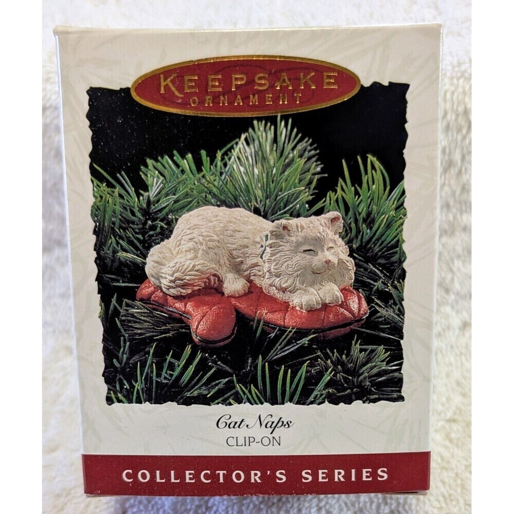 Vintage 1995 Hallmark Keepsake Ornament Cat Naps Clip On Collector Series New